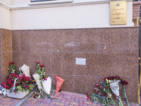 Flowers in the entrance of the Iran Embassy in Kiev, Ukraine, on 21 January 2020 for the killing of the iranian General Qassim Suleimani by...