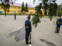 Ukrainian soldiers during opening ceremony Ukrainian-US Exercise Fearless Guardian at International peacekeeping and security centre, Yavori...