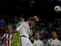 Real Madrid's Spanish goalkeeper Iker Casillas and Spanish defender Sergio Ramos  during the Champions League 2014/15 Round of 8 second leg...