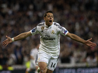 Several player of Real Madrid celebrates a goal during the Champions League 2014/15 Round of 8 second leg  match between Real Madrid and Atl...