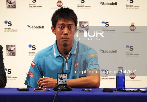 BARCELONA -26 april- SPAIN: Kei Nishikori in the press conference after the final to the Barcelona Open Banc Sabadell, 26 april 2015. Photo:...