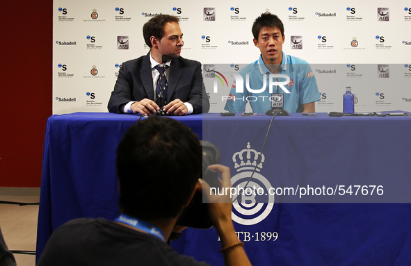 BARCELONA -26 april- SPAIN: Kei Nishikori in the press conference after the final to the Barcelona Open Banc Sabadell, 26 april 2015. Photo:...