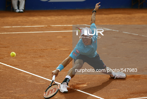 BARCELONA -26 april- SPAIN: Kei Nishikori in the final to the Barcelona Open Banc Sabadell between Pablo Andujar, held in the RCT Barcelona...
