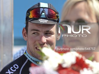 Happy Mark Cavendish (Etixx QuickStep), as he wins the second stage of the 51st Presidential Cycling Tour of Turkey.  Antalya, Turkey, on Ap...