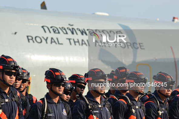 67 members of Thai soldiers and rescue team prepare to leave for the earthquake hit area of Kathmandu at Military Airport in Bangkok, Thaila...