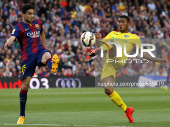 BARCELONA, SPAIN - APRIL 28: Baba and Marc Bartra during the match of the week 34 of the spanish league, between FC Barcelona and Getafe CF,...