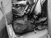 (EDITOR'S NOTE: Image was converted to black and white) Collapse during the last dawn left at least three fatal victims at Morro do Macaco M...