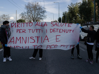 Protest against COVID-19 outside prison of Secondigliano in Naples, Italy, on March 9, 2020. (