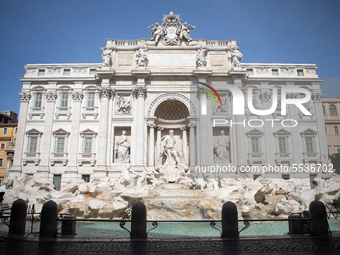 A general view of Trevi Fountain without people during the Coronavirus emergency, on March 10, 2020, in Rome, Italy. 
The Italian governmen...