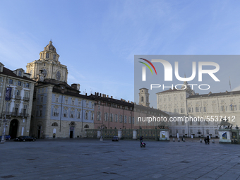 A view of Piazza Castello, in the center of Turin, on March 10, 2020, deserted after Italy imposed unprecedented national restrictions on Tu...