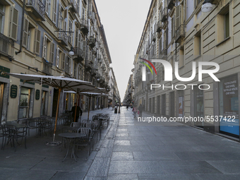 A view of  Via Garibaldi, in the center of Turin, on March 10, 2020, deserted after Italy imposed unprecedented national restrictions on Tue...