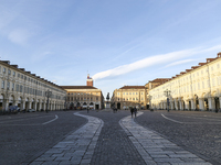 A view of Piazza San Carlo, in the center of Turin, on March 10, 2020, deserted after Italy imposed unprecedented national restrictions on T...