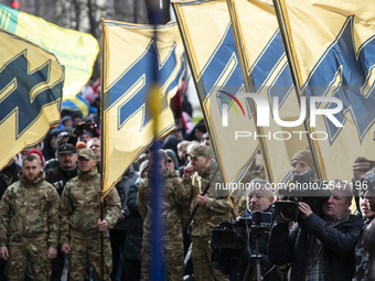  Ukrainian veterans of the  military conflict in eastern Ukrainian regions, volunteers and ordinary people take part in 'March of patriots'...