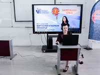 Docent doctor Galina Momcheva prepare classes for students in the E-learning platform at the Varna Free Uniersity 