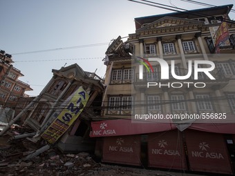Collapsed building at the Gonggabu district of Kathmandu.
The death toll is more than 6,200 people and a total of more 13,900 others were i...