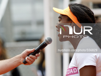 Spain, Madrid : American tennis  player Serena Williams during the Madrid  Masters Series Tournament charity day, on May 1, 2015 in Madrid ....