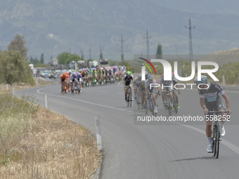 Mark Cavendish leads the  peloton during the sixth stage of the 51st Presidential Cycling Tour of Turkey from Denizli to Selcuk. 
Selcuk, Tu...