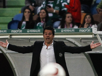 Sporting's head coach coach Marco Silva reacts during the Portuguese League football match between Sporting CP and CD Nacional at Jose Alval...