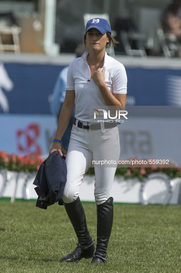 US horse rider Jessica Springsteen, daughter of US singer Bruce Springsteen,  during the first journey of the International Horse Jumps Cont...