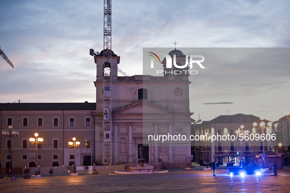 A view of Duomo Church in L’Aquila, Italy, on April 6, 2020 during the 11th Anniversary of 2009 L’Aquila Earthquake. On each anniversary ove...