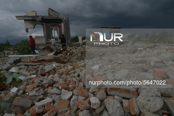 A number of residents were left behind by their settlements destroyed by the earthquake and liquefaction disaster in Balaroa Village, Palu C...