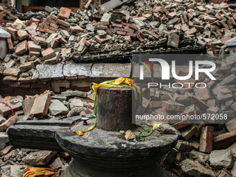 A broken temple at Patan, Nepal, 7 May 2015. (