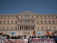 Protest by teachers and students against the new education multi-bill in Athens, Greece on June 9, 2020. (