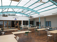   A general view of the canteen before the pupils had their break. Ortu Gable Hall School in Corringham, Essex return after a long break due...