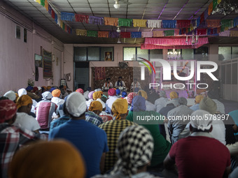 Italy, Sabaudia : Daily life in the Gurdwara Singh Saba, the place of worship for Sikhs, in Sabaudia, Italy center on May 10, 2015. (