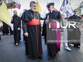 Cardinal Raymond Leo Burke (L) attends the annual 'March for Life' in Rome, on 10 May 2015, to protest against abortion and euthanasia and t...