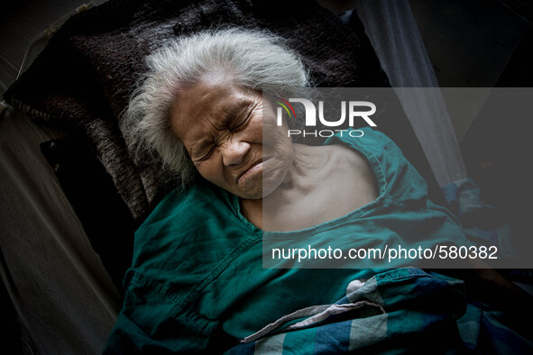 Laxmi Devi, 78 is an earthquake survivor from Twanabasu. Teaching Hospital, Kathmandu, Nepal. May 6, 2015. 