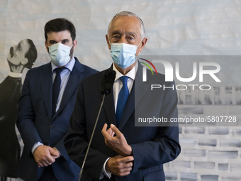 President of the Republic Marcelo Rebelo De Sousa speaks after his visit the Fontes Pereira de Melo School in Porto, on the last day of clas...