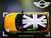 A mini hanging on the wall at the International Motor Show in Barcelona in Barcelona on May 12, 2015 (