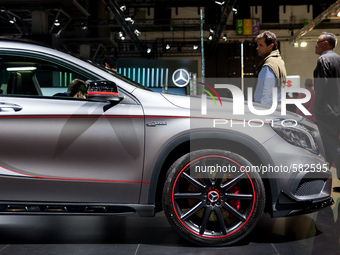 Mercedes-Benz exhibits his Mercedes GLA 45 AMG 4Matic in the International Motor Show in Barcelona on May 12, 2015 (