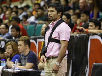 Pasay City, Philippines - Filipino boxing champion Manny Pacquiao attends his team's basketball game at the Cuneta Astrodome, Pasay City on...