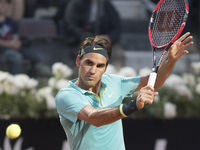 Roger Federer (Swizzerland) in action against Pablo Cuevas (Uruguay) during the Internazionali BNL d'Italia tennis tournament 2015 at the Fo...