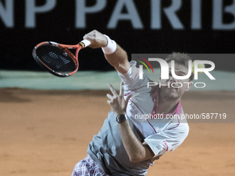 Rafael Nadal (Spain) in action against Stanislas Wawrinka (Swiss) (