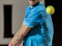 Rafael Nadal (Spain) in action against Stanislas Wawrinka (Swiss) (