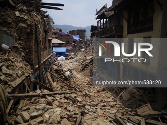 Destroyed houses in Sankhu, Kathmandu, Nepal May 16 2015 (