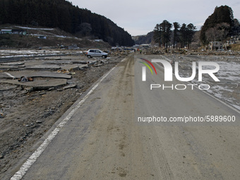 March 17, 2011-Sanriku Minami, Japan-View of Tsunami hit the destroyed city in Sanriku Minami, north east of Tokyo on March 17, 2011, Japan....