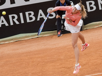 Maria Sharapova of Russia returns the ball during her semi final match against Russia's Daria Gavrilova at the WTA Rome Open tennis tourname...