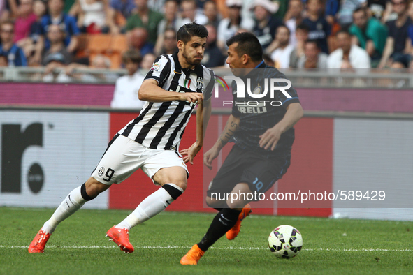 Juventus forward Alvaro Morata (9) in action during the Serie A football match n.36 INTER - JUVENTUS on 16/05/15 at the Stadio Meazza in Mil...