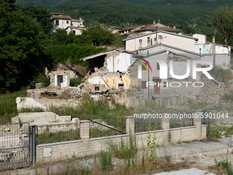 View of buildings which collapsed with the powerful earthquake in the municipality of Accumoli, Italy, on July 31 2020.  Central Italy (espe...