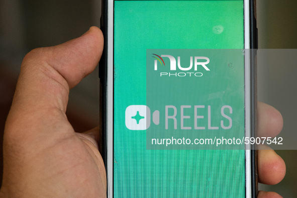 New feature 'Reels' logo is seen displayed on a phone screen in this illustration photo taken in L'Aquila, Italy, on August 5, 2020. Faceboo...
