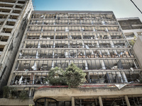 Damaged buildings are seen the day after a massive explosion at the port on August 5, 2020 in Beirut, Lebanon. According to the Lebanese Red...