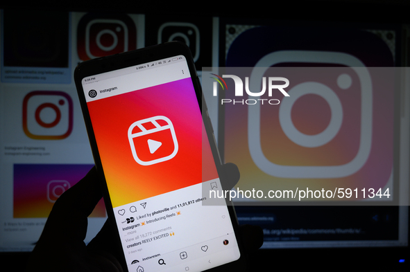 This illustration picture shows Instagram's new video feature ''Reels'' on a smartphone on August 7, 2020 in Tehatta, Nadia, West Bengal, In...