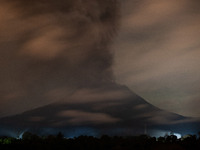 The new activity of the Sinabung volcano released eruptions and volcanic material on August 15, 2020, in Karo, North Sumatra, Indonesia. Sev...