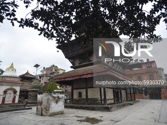 Empty view of Bagh Bhairab Temple premises seen, due to the covid-19 pandemic, less number of Nepalese devotees arrive to offer ritual praye...
