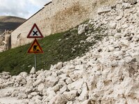 The remains of the destroyed by the violent earthquake of 30 October 2016 in Norcia, Italy, on November 1, 2016.  (