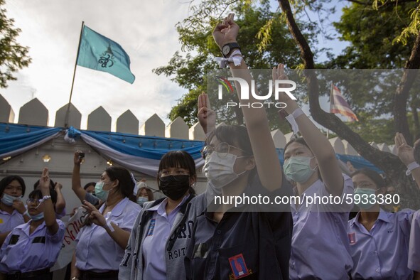 The ''Bad Students'' student activist group gathered at Thailand's Ministry of Education in Bangkok, Thailand, on August 19, 2020 to protest...